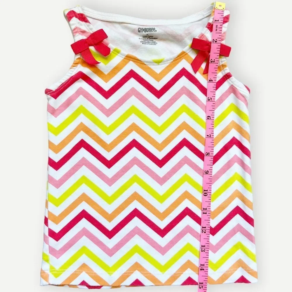 Gymboree Girl’s Kid’s Sleeveless Bow Shoulder Zig Zag Stripes Tank Top. Tee. 6.